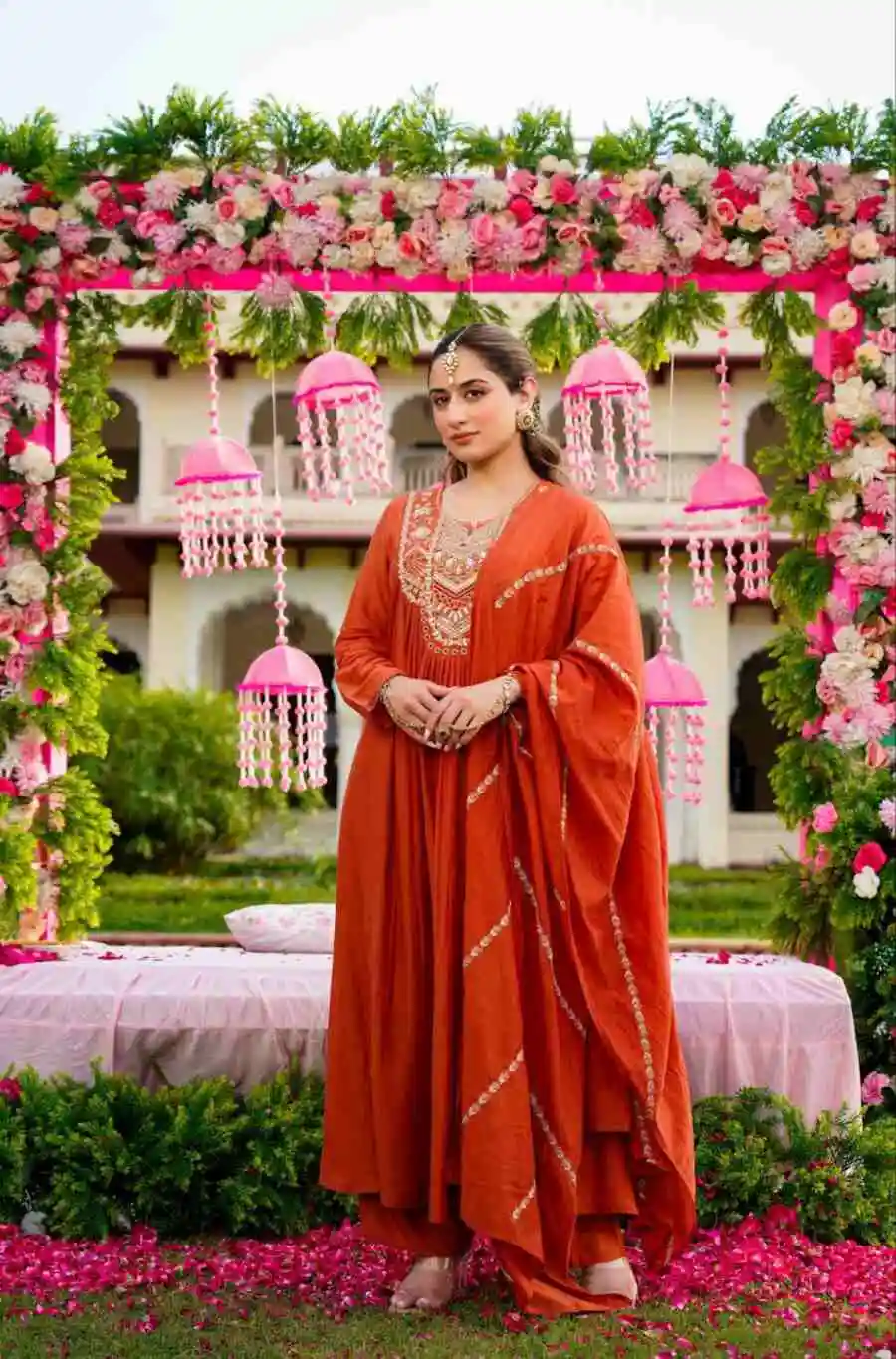 DESIGNER VICHITRA SILK SEQUENCE CODING EMBROIDERY WORK TOP BOTTOM WITH DUPATTA FESTIVE WEAR WHOLESALE PRICE ETHNIC GARMENT (2)