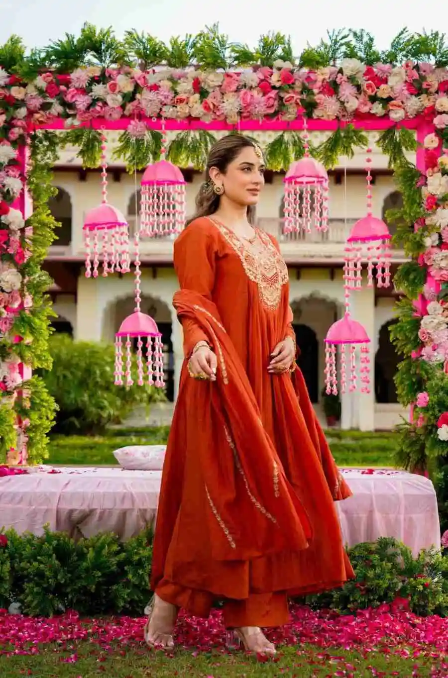 DESIGNER VICHITRA SILK SEQUENCE CODING EMBROIDERY WORK TOP BOTTOM WITH DUPATTA FESTIVE WEAR WHOLESALE PRICE ETHNIC GARMENT (5)