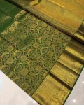 FANCY BANARASI SILK WEAVING WORK SAREE WITH UNSTITCHED BLOUSE GREEN
