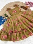 FANCY CHANDERI FLORAL PRINTED WORK KID’S GOWN FESTIVE WEAR WHOLESALE PRICE ETHNIC GARMENT (15)
