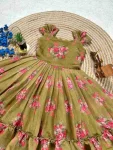 FANCY CHANDERI FLORAL PRINTED WORK KID’S GOWN FESTIVE WEAR WHOLESALE PRICE ETHNIC GARMENT (15)