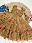 FANCY CHANDERI FLORAL PRINTED WORK KID’S GOWN FESTIVE WEAR WHOLESALE PRICE ETHNIC GARMENT (15)