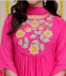 FANCY CHANDERI SILK EMBROIDERY WORK TOP BOTTOM WITH DUPATTA FESTIVE WEAR WHOLESALE PRICE ETHNIC GARMENT (2)