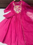 FANCY CHANDERI SILK EMBROIDERY WORK TOP BOTTOM WITH DUPATTA FESTIVE WEAR WHOLESALE PRICE ETHNIC GARMENT (2)