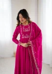 FANCY CHANDERI SILK FANCY HANDWORK BEADS WORK, WITH FANCY BEADS LACE WORK GOWN BOTTOM WITH DUPATTA FESTIVE WEAR WHOLESALE PRICE ETHNIC GARMENT (8)