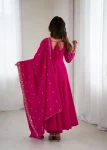 FANCY CHANDERI SILK FANCY HANDWORK BEADS WORK, WITH FANCY BEADS LACE WORK GOWN BOTTOM WITH DUPATTA FESTIVE WEAR WHOLESALE PRICE ETHNIC GARMENT (8)