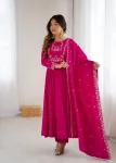 FANCY CHANDERI SILK FANCY HANDWORK BEADS WORK, WITH FANCY BEADS LACE WORK GOWN BOTTOM WITH DUPATTA RANI