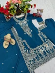 FANCY CHINON EMBROIDERY THREAD & SEQUENCE WORK TOP BOTTOM WITH DUPATTA FESTIVE WEAR WHOLESALE PRICE ETHNIC GARMENT (7)