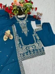 FANCY CHINON EMBROIDERY THREAD & SEQUENCE WORK TOP BOTTOM WITH DUPATTA FESTIVE WEAR WHOLESALE PRICE ETHNIC GARMENT (7)