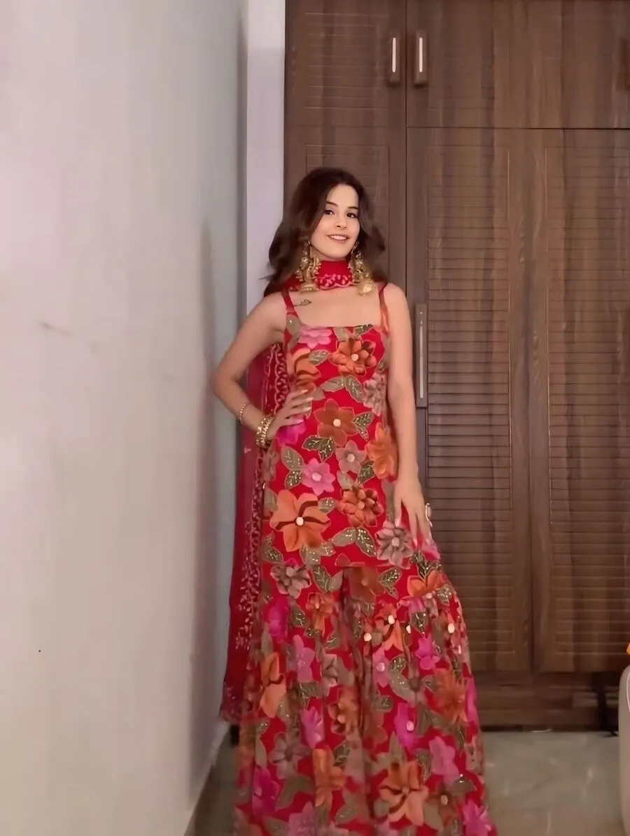 FANCY CHINON SILK DIGITAL PRINT WITH HEAVY STONE HAND WORK TOP SHARARA WITH DUPATTA PARTY WEAR WHOLESALE PRICE ETHNIC GARMENT (21)