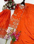 FANCY CHINON SILK EMBROIDERY 5 MM SEQUENCE WORK TOP SHARARA WITH DUPATTA FESTIVE WEAR WHOLESALE PRICE ETHNIC GARMENT (1)