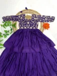 FANCY CHINON SILK SEQUENCE EMBROIDERY WORK TOP AND LEHENGA FESTIVE WEAR WHOLESALE PRICE ETHNIC GARMENT (3)