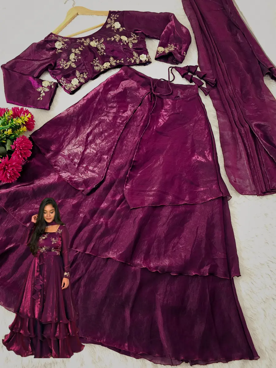 FANCY FENDY SILK THREAD, EMBROIDERY , CODING AND SEQUENCE WORK LEHENGA BLOUSE AND WAIST BELT EXTRA FAILR FESTIVE WEAR WHOLESALE PRICE ETHNIC GARMENT (6).webp