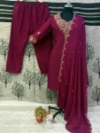 FANCY FRENCH SILK MULTI EMBROIDERY WORK TOP BOTTOM WITH DUPATTA PINK