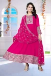FANCY GEORGETTE CHAIN WORK GOWN WITH DUPATTA FESTIVE WEAR WHOLESALE PRICE ETHNIC GARMENT (1)