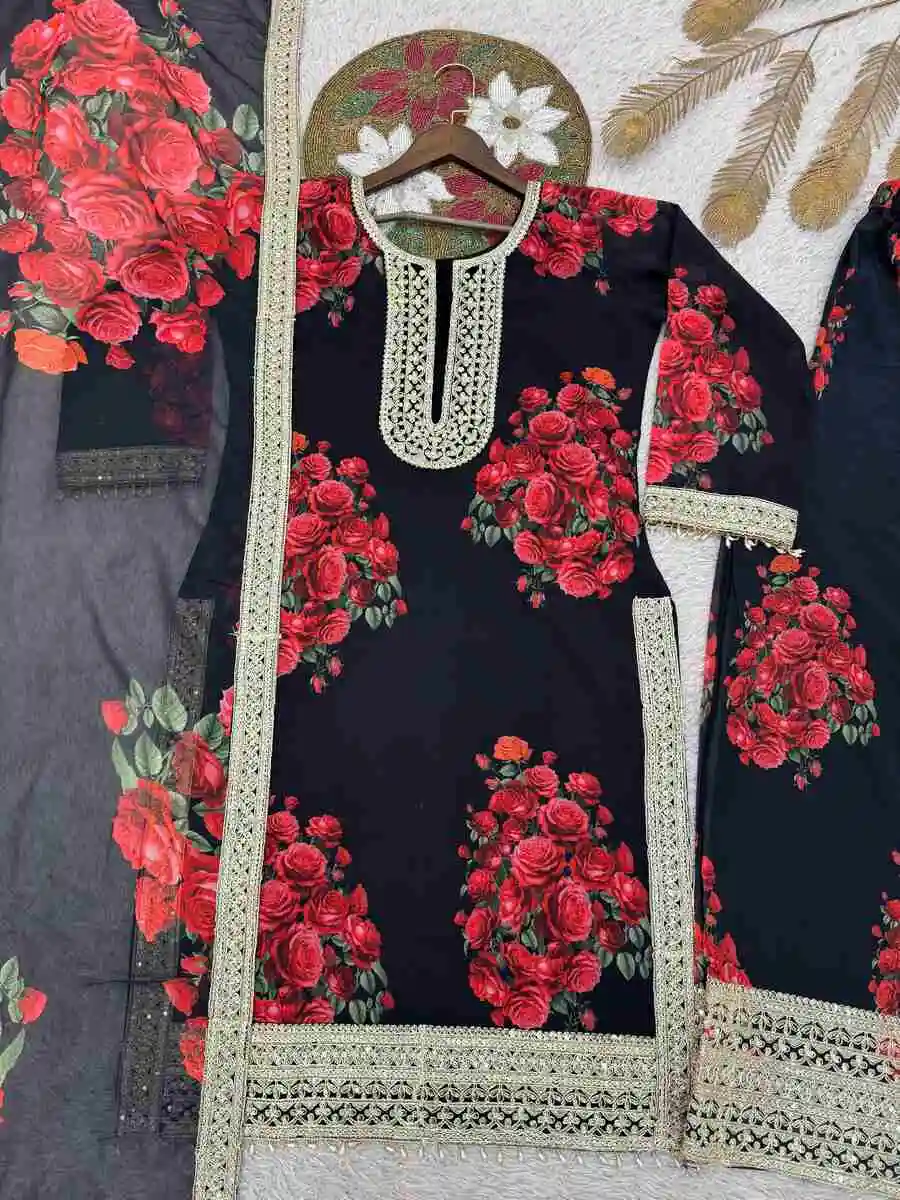 FANCY GEORGETTE DIGITAL PRINT WITH EMBROIDERY SEQUENCE CODING WORK AND READY MADE LACE BORDER WORK TOP PALAZZO WITH DUPATTA FESTIVE WEAR WHOLESALE PRICE ETHNIC GARMENT (5).jpg.webp