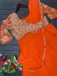 FANCY GEORGETTE EMBROIDERY CODING WORK GOWN SAREE PARTY WEAR WHOLESALE PRICE ETHNIC GARMENT (1)