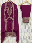 4FANCY GEORGETTE EMBROIDERY SEQUENCE WORK TOP BOTTOM WITH DUPATTA FESTIVE WEAR WHOLESALE PRICE ETHNIC GARMENT (13)