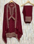 2FANCY GEORGETTE EMBROIDERY SEQUENCE WORK TOP BOTTOM WITH DUPATTA FESTIVE WEAR WHOLESALE PRICE ETHNIC GARMENT (16)
