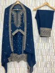 FANCY GEORGETTE EMBROIDERY SEQUENCE WORK TOP BOTTOM WITH DUPATTA FESTIVE WEAR WHOLESALE PRICE ETHNIC GARMENT (11)