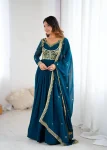 FANCY GEORGETTE EMBROIDERY WITH SEQUENCE & THREAD WORK GOWN BOTTOM WITH DUPATTA BLUE
