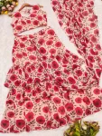 FANCY GEORGETTE FLORAL PRINT WITH 3-LAYER STEP RUFFLE WORK LEHENGA SAREE WITH STITCHED BLOUSE PARTY WEAR WHOLESALE PRICE ETHNIC GARMENT (3)