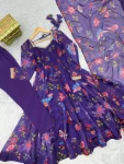 FANCY GEORGETTE FLORAL PRINT WORK GOWN BOTTOM WITH DUPATTA FESTIVE WEAR WHOLESALE PRICE ETHNIC GARMENT (4)