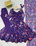FANCY GEORGETTE FLORAL PRINT WORK GOWN BOTTOM WITH DUPATTA FESTIVE WEAR WHOLESALE PRICE ETHNIC GARMENT (4)