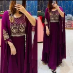 FANCY GEORGETTE MULTI SEQUENCE WITH EMBROIDERY WORK KURTI PURPLE