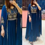 FANCY GEORGETTE MULTI SEQUENCE WITH EMBROIDERY WORK KURTI TEAL