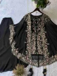 FANCY GEORGETTE SEQUENCE EMBROIDERY WORK TOP PALAZZO WITH SHRUG PARTY WEAR WHOLESALE PRICE ETHNIC GARMENT (2)