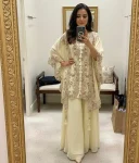 FANCY GEORGETTE SEQUENCE EMBROIDERY WORK TOP PALAZZO WITH SHRUG PARTY WEAR WHOLESALE PRICE ETHNIC GARMENT (9)