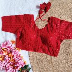 FANCY GEORGETTE SEQUENCE WORK  STITCHED BLOUSE RED