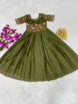 FANCY GEORGETTE SILK EMBROIDERY AND HAND WORK KID’S GOWN FESTIVE WEAR WHOLESALE PRICE ETHNIC GARMENT (4)