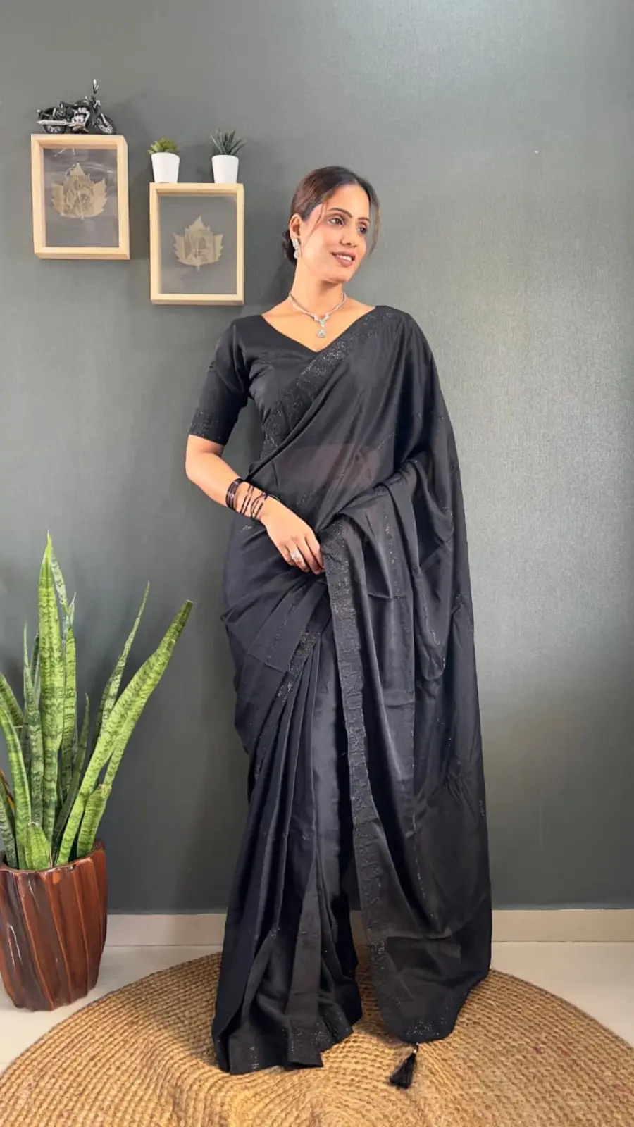 FANCY GEORGETTE SILK TONE 2 TONE SWAROVSKI WORK READY TO WEAR SAREE DAILY WEAR WHOLESALE PRICE ETHNIC GARMENT (3)