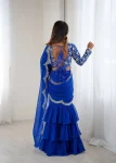 FANCY GEORGETTE THREAD & SEQUENCE EMBROIDERY WORK TYPE RUFFLE WORK LEHENGA SAREE WITH STITCHED BLOUSE PARTY WEAR WHOLESALE PRICE ETHNIC GARMENT (2)
