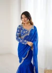 FANCY GEORGETTE THREAD & SEQUENCE EMBROIDERY WORK TYPE RUFFLE WORK LEHENGA SAREE WITH STITCHED BLOUSE PARTY WEAR WHOLESALE PRICE ETHNIC GARMENT (2)