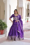 FANCY GOLD CRUSH MULTI THREAD EMBROIDERY ZARI SEQUENCE-WORK TOP LEHENGA WITH DUPATTA PARTY WEAR WHOLESALE PRICE ETHNIC GARMENT (5)