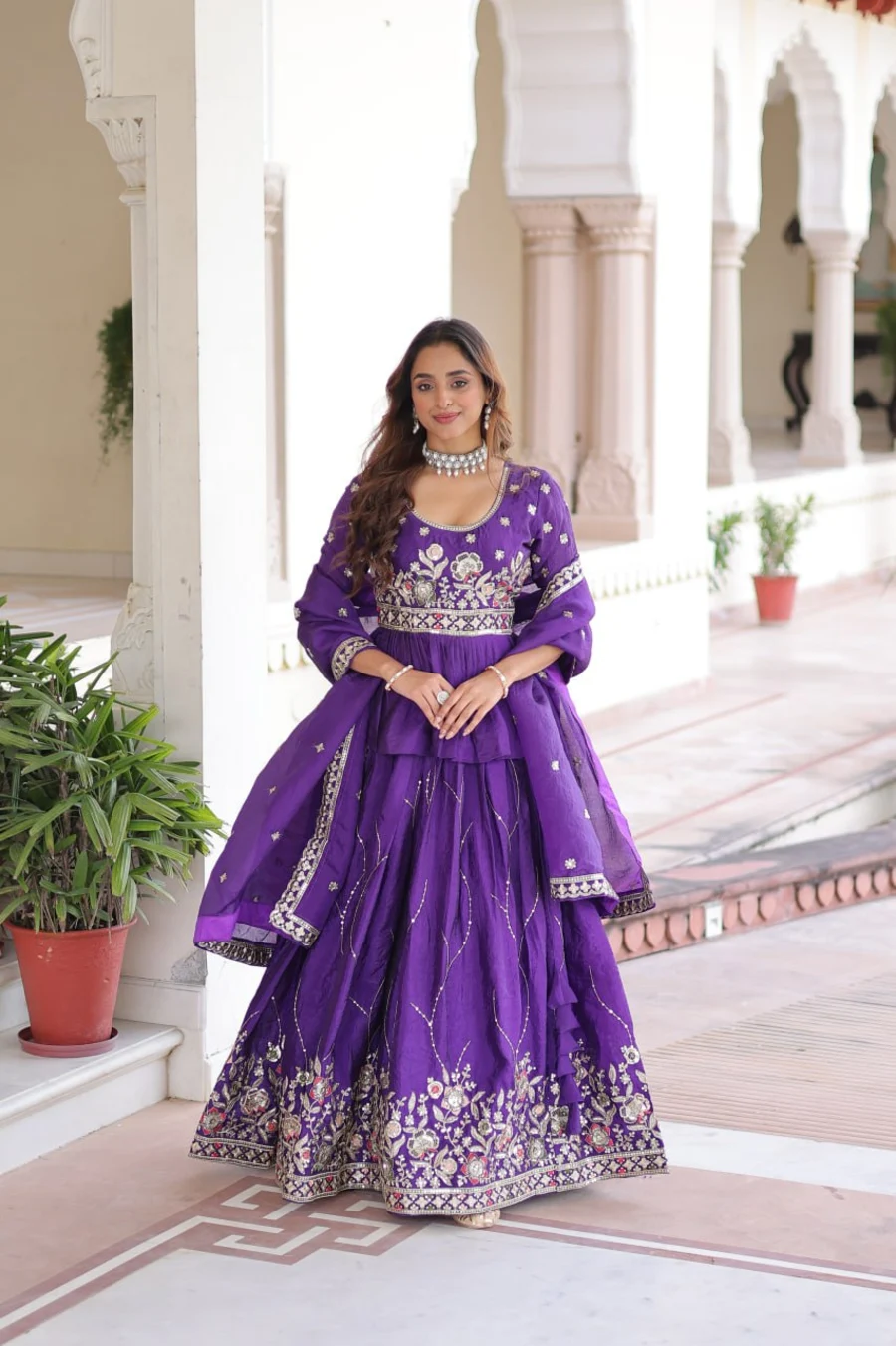 FANCY GOLD CRUSH MULTI THREAD EMBROIDERY ZARI SEQUENCE-WORK TOP LEHENGA WITH DUPATTA PARTY WEAR WHOLESALE PRICE ETHNIC GARMENT (13)