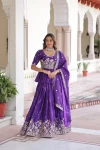 FANCY GOLD CRUSH MULTI THREAD EMBROIDERY ZARI SEQUENCE-WORK TOP LEHENGA WITH DUPATTA PARTY WEAR WHOLESALE PRICE ETHNIC GARMENT (5)