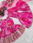 FANCY JAPAN SATIN SEQUENCE EMBROIDERY WORK WITH DIGITAL PRINT WORK KID’S TOP SHARARA WITH DUPATTA FESTIVE WEAR WHOLESALE PRICE ETHNIC GARMENT (2)