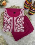 FANCY KHADI COTTON EMBROIDERY WORK TOP BOTTOM SET DAILY WEAR WHOLESALE PRICE ETHNIC GARMENT (5)