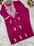 FANCY KHADI COTTON EMBROIDERY WORK TOP BOTTOM SET DAILY WEAR WHOLESALE PRICE ETHNIC GARMENT (5)