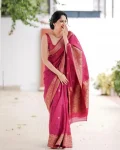 FANCY LICHI SILK JACQUARD WORK SAREE WITH UNSTITCHED BLOUSE FESTIVE WEAR WHOLESALE PRICEE ETHNIC GARMENT (4)