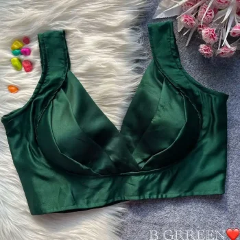 FANCY MALAI SATTIN PLAIN STITCHED BLOUSE GREEN