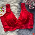 FANCY MALAI SATTIN PLAIN STITCHED BLOUSE RED