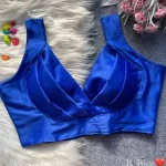 FANCY MALAI SATTIN PLAIN STITCHED BLOUSE BLUE