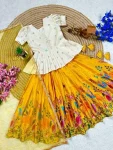 FANCY MONO SILK SEQUENCE EMBROIDERY WORK & LACE WORK KID’S TOP LEHENGA WITH DUPATTA FESTIVE WEAR WHOLESALE PRICE ETHNIC GARMENT (2)