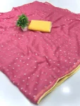 FANCY MOSS BUTTI SILK ZARI BUTTI WITH CONTRAST PALLU EMBROIDERY THREAD PITTA WORK SAREE WITH UNSTITCHED BLOUSE BABY PINK