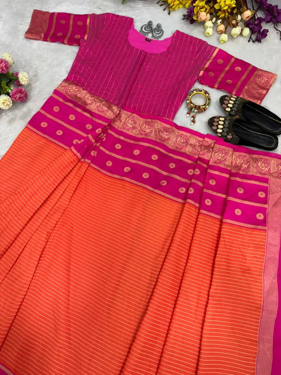 FANCY MYSORE SILK JACQUARD WORK GOWN SAREE FESTIVE WEAR WHOLESALE PRICE ETHNIC GARMENT (1)